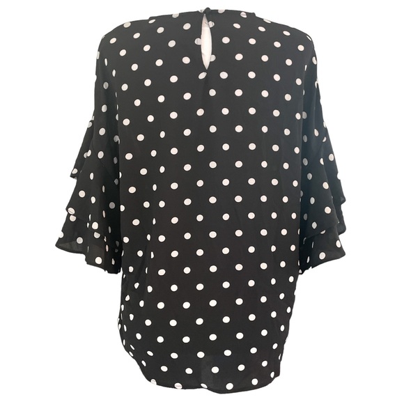 HALOGEN Ruffle Short Sleeve Polka Dot Blouse - Small NWT - Picture 2 of 2